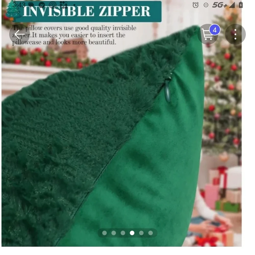 Holiday Evergreen Plush Throw Pillow Covers -18x18 Dark Green NWT